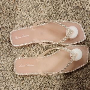 Lauren Lorraine Sparkling Sandals - Nude and Silver